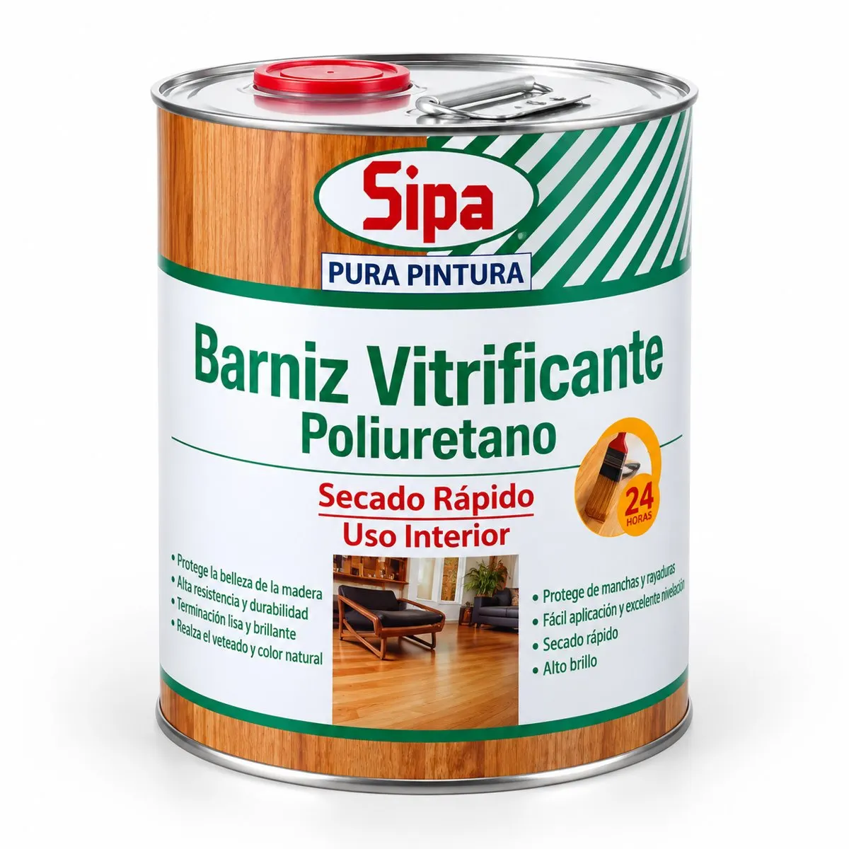Envase de Sipa Barniz Vitrificante Poliuretano semibrillo.